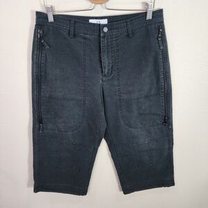 Armani Exchange Vintage 90s Wide Leg Long Shorts Black Cotton Size 32 Cargo
